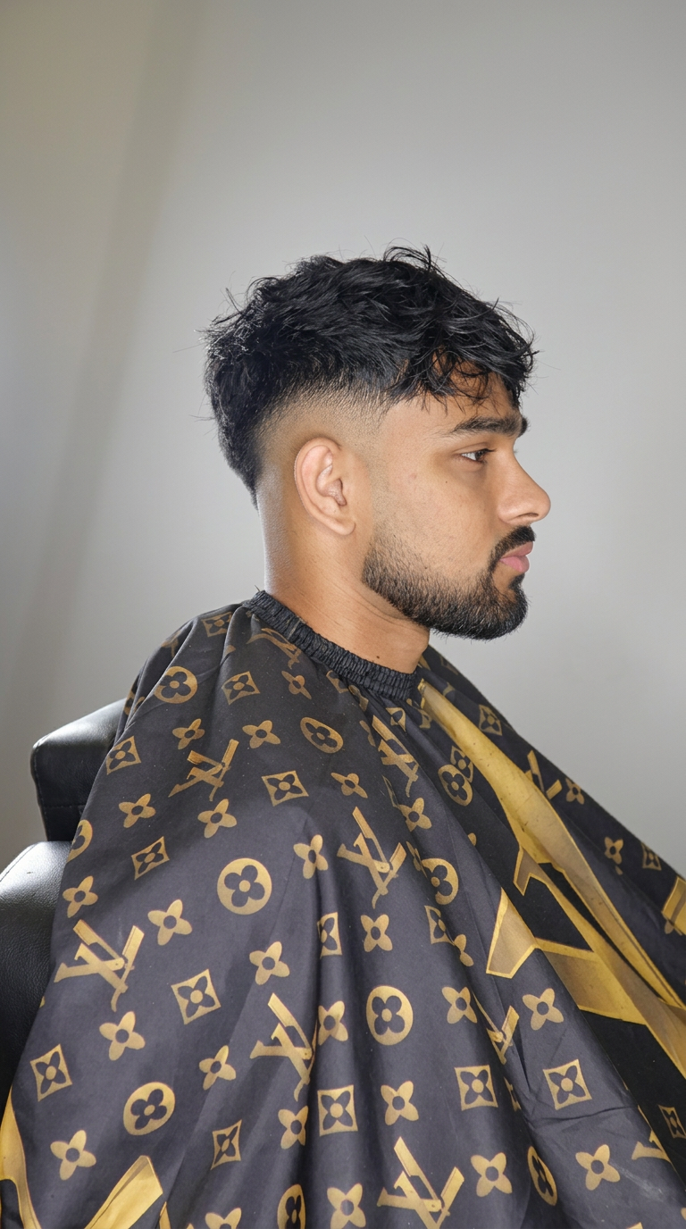 Drop fade curving behind the ear